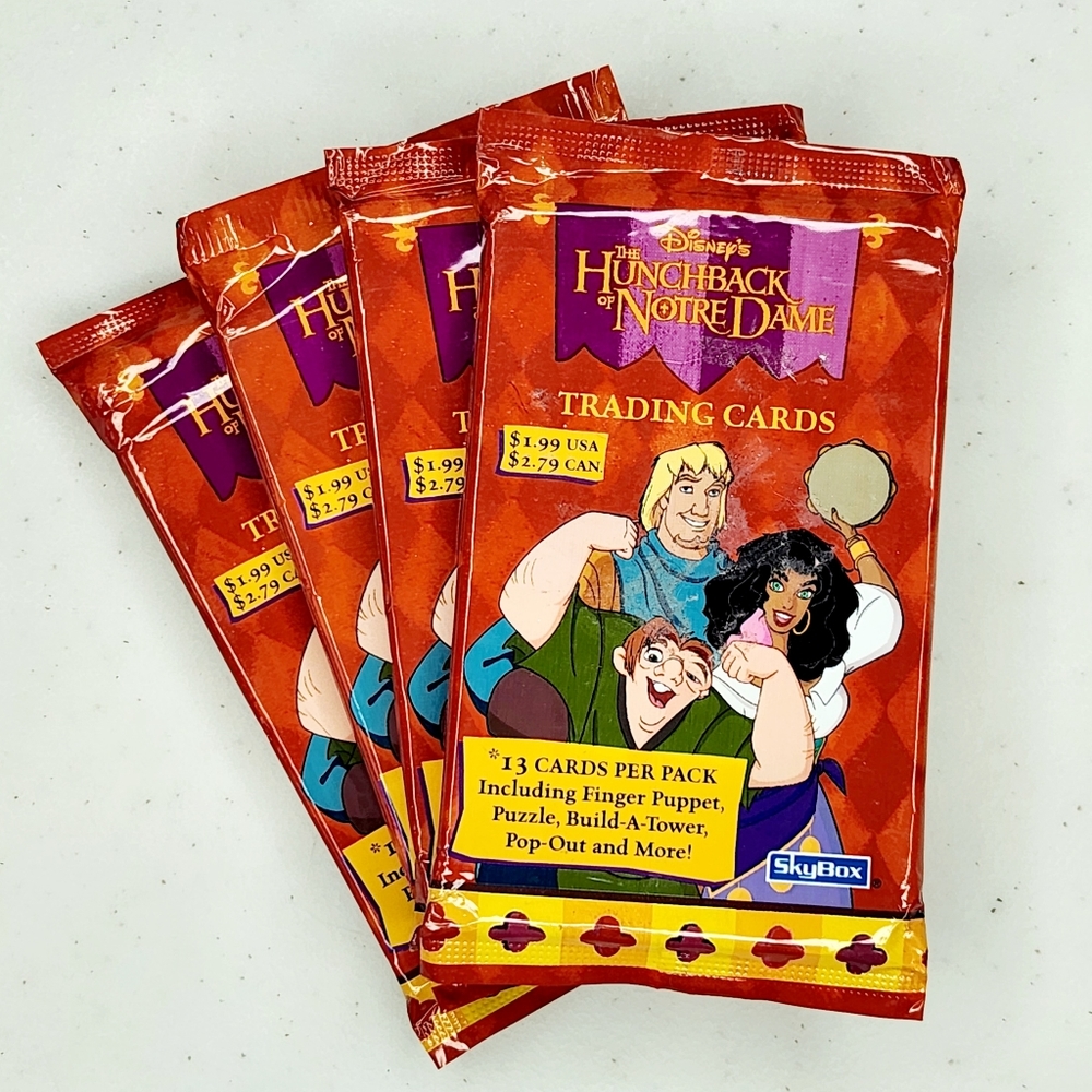 Vintage 1997 Disney Hunchback of Notre Dame 4 Pack Lot of Trading Cards